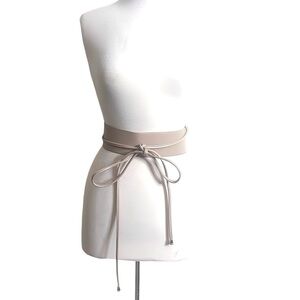 Obi Sash Wrap Belt Faux Leather in Two Toned Cream & Tan One Size